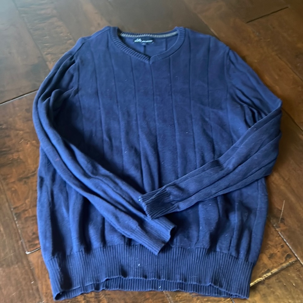 Super cute navy blue striped pullover sweater